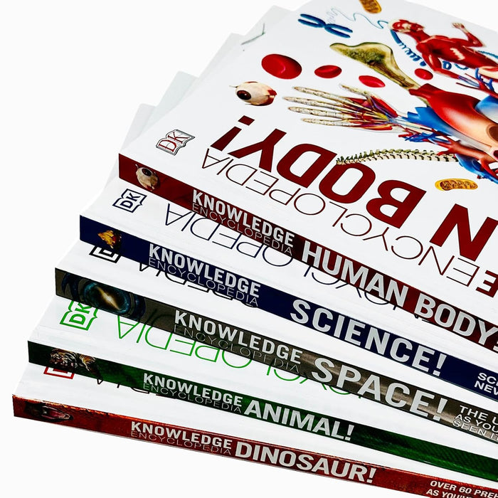 Knowledge Encyclopedias Collection 5 Books Set By DK (Human Body, Science, Space, Animal & Dinosaur)