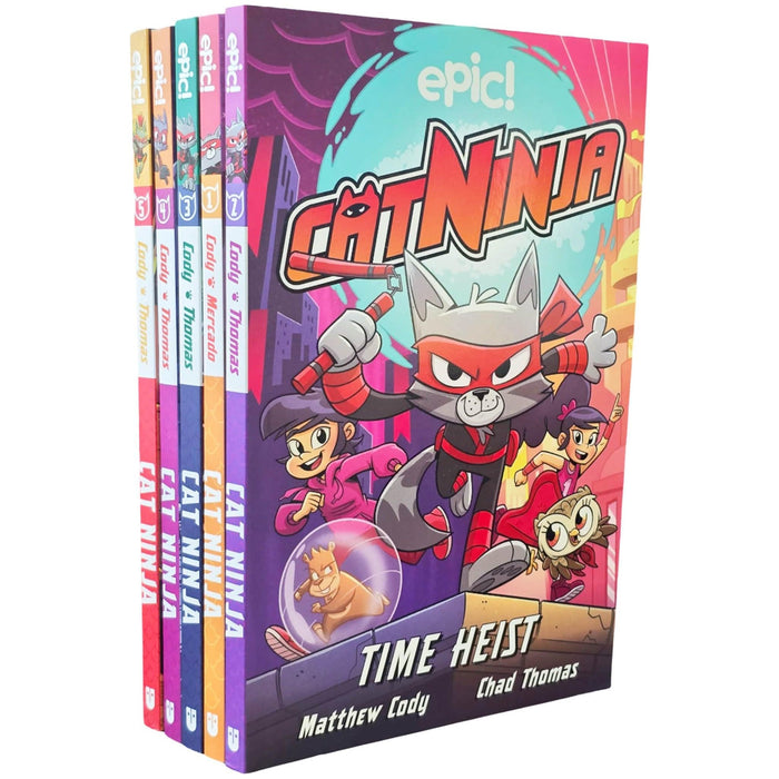 Cat Ninja Series 5 Books Collection Set: Volume 1-5 (Cat Ninja, Time Heist, Wanted, Welcome to the Burbs and Cat's Claw)