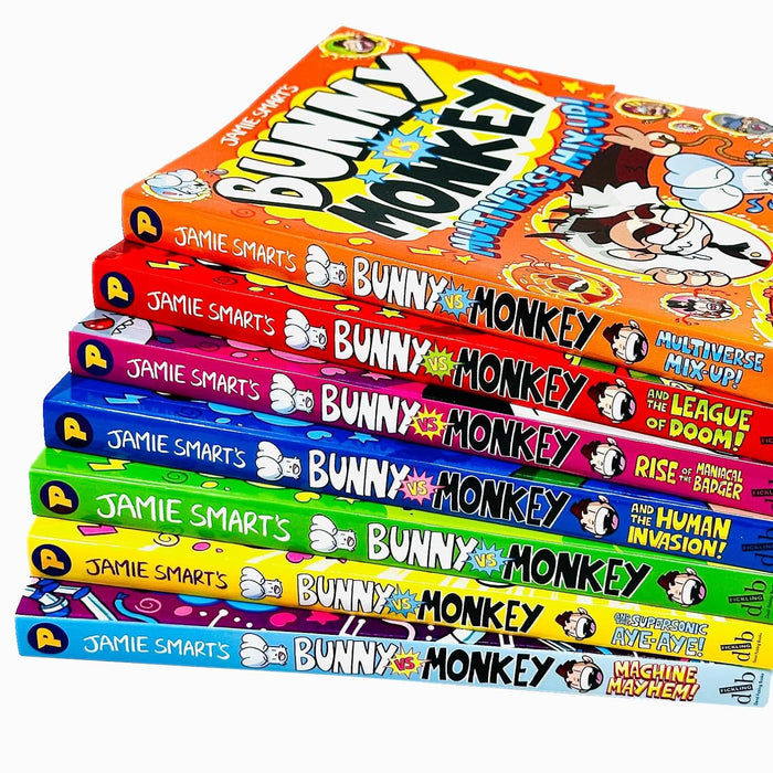 Jamie Smart Bunny vs Monkey 7 Books Collection Set (The Human Invasion, Rise of the Maniacal Badger)