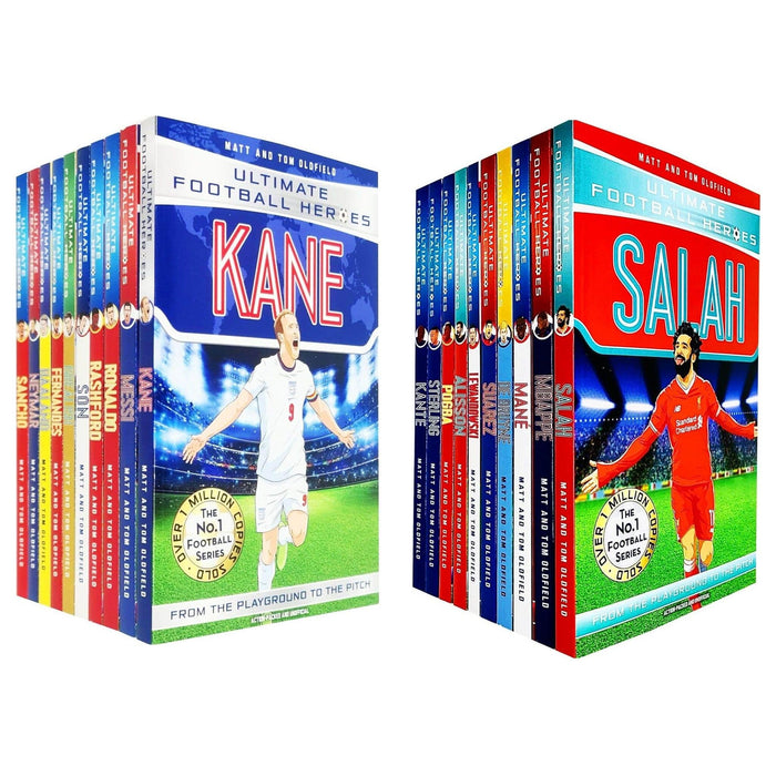 Ultimate Football Heroes Series 1 and 2 Collection 20 Books Set (Kane, Messi, Ronaldo, Rashford, Son, Grealish, Bruno Fernandes, Haaland, Neymar, Suarez, Sterling, Salah, De Bruyne, Mbappe and 6 More)