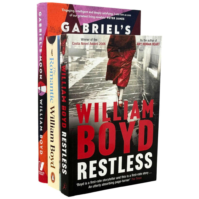 William Boyd 3 Books Collection Set (Restless, The Romantic and Gabriel's Moon [Hardback])