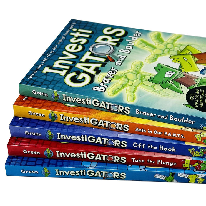 InvestiGators By John Patrick Green 5 Books Collection Box Set (InvestiGators, Take the Plunge, Off the Hook, Ants in Our P.A.N.T.S & Braver and Boulder)