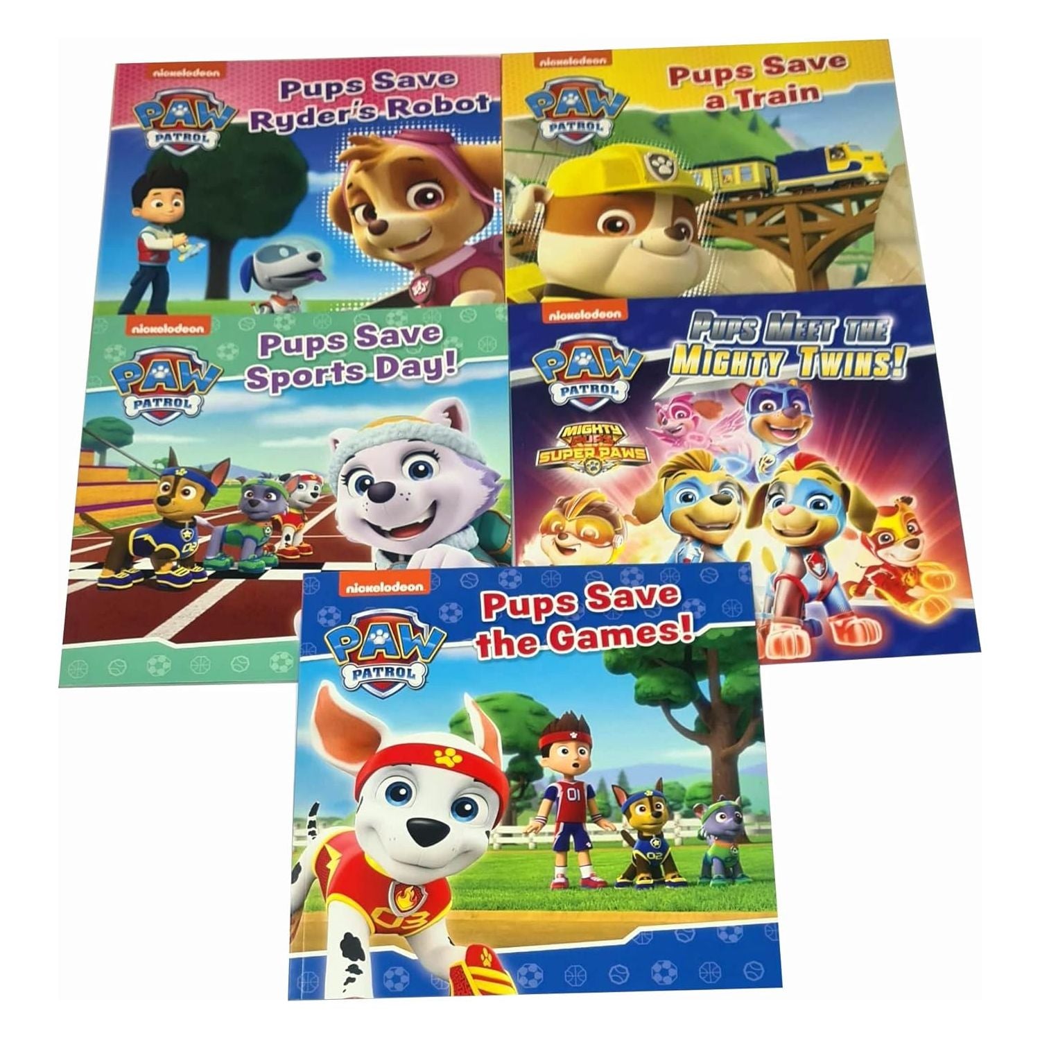 Nickelodeon Paw Patrol 5 Books Collection Set(Pups Meet The Mighty Twins!)