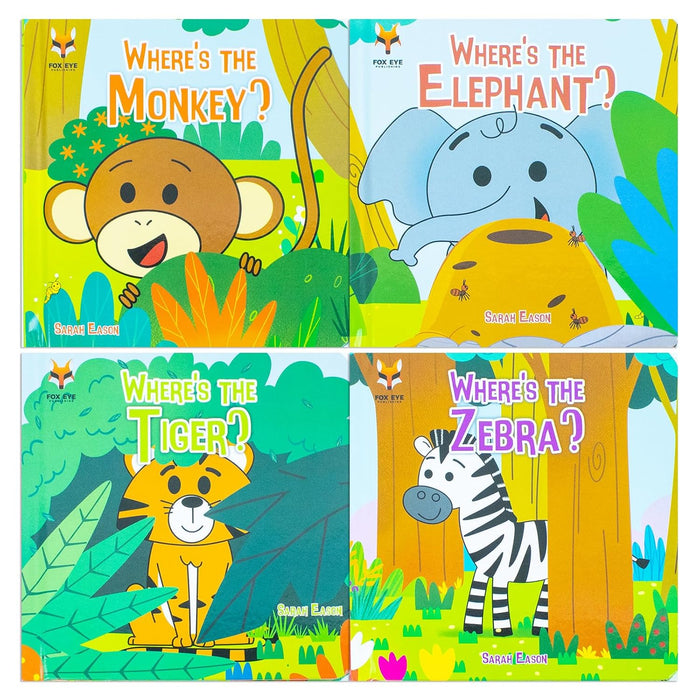 Where's the Monkey? and friends 4 books box set (Where's the monkey, Elephant, Tiger, Zebra)