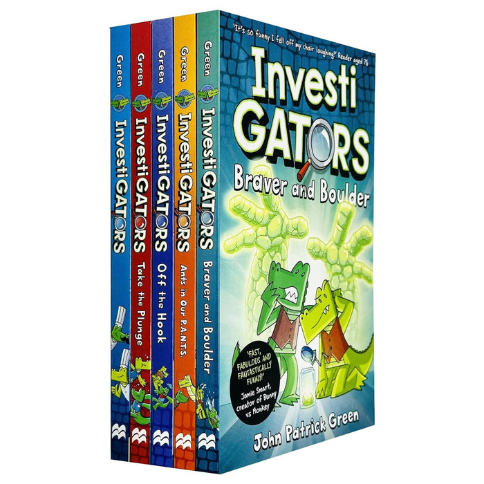 InvestiGators By John Patrick Green 5 Books Collection Box Set (InvestiGators, Take the Plunge, Off the Hook, Ants in Our P.A.N.T.S & Braver and Boulder)