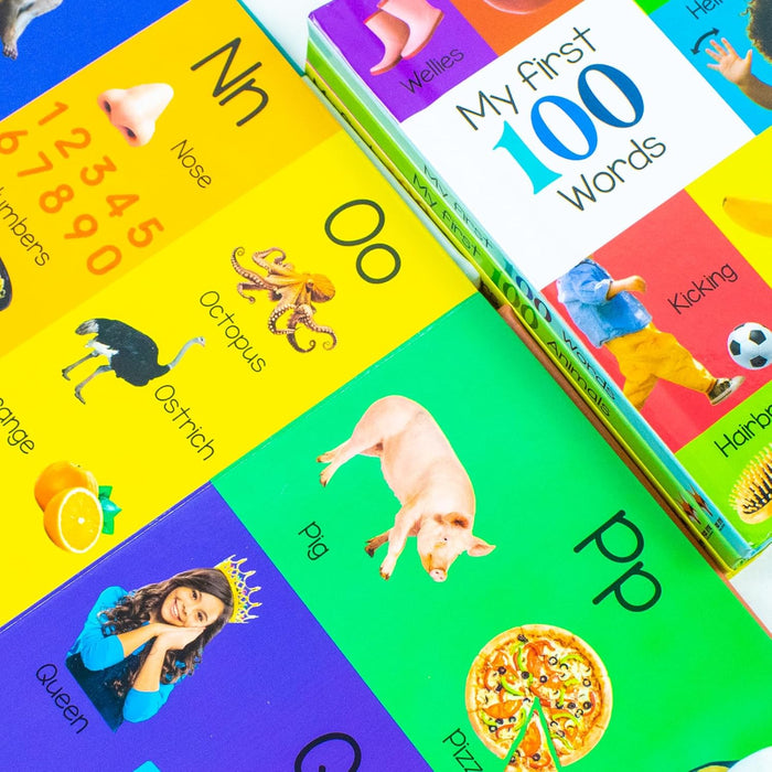 My First 100 Box set 4 books set (My first 100 words, 100 Animals, 100 Colours-shapes-numbers, 100 letters& phonics)