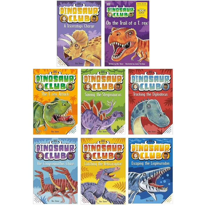 Dinosaur Club Series 8 Books Collection Set (A Triceratops Charge, The T-Rex Attack)