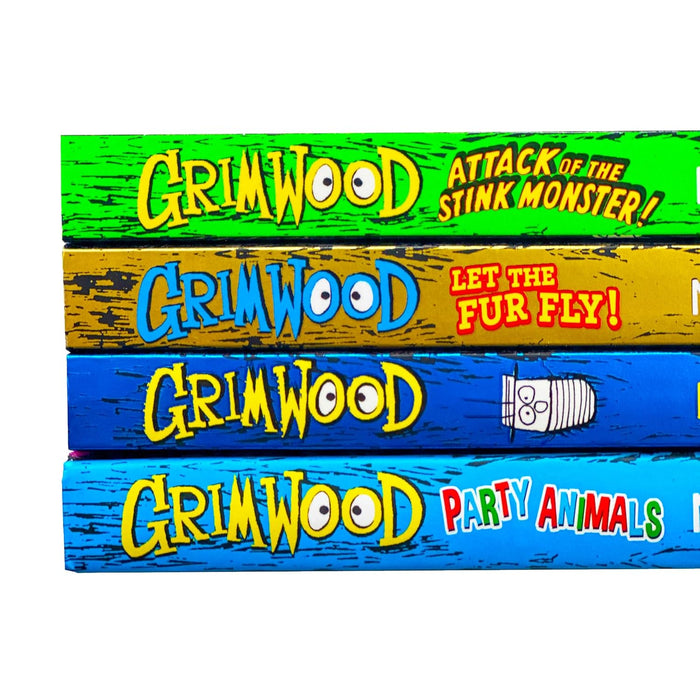 Grimwood Series 4 Books Collection Set by Nadia Shireen (Grimwood, Let The Fur Fly!, Attack of the Stink Monster!, Party Animals)