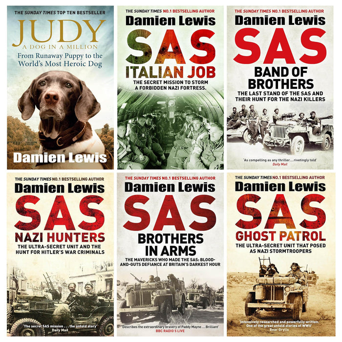 SAS By Damien Lewis 6 Books Collection set (Judy: A Dog in a Million, SAS Ghost Patrol, SAS Nazi Hunters, SAS Italian Job, SAS Band of Brothers and SAS Brothers in Arms)