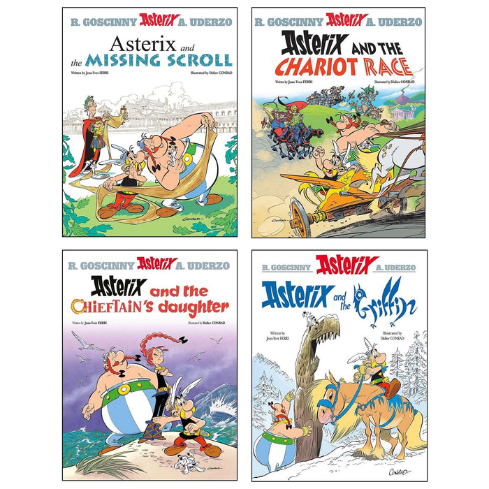 Asterix Series 8 Collection 4 Books Set (Book 36-39) (Asterix and The Missing Scroll, Asterix and The Chariot Race, Asterix and The Chieftain's Daughter and Asterix and the Griffin)