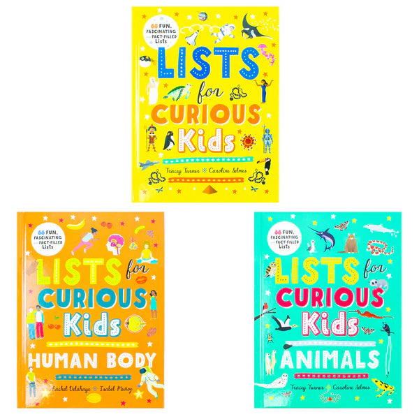 Lists for Curious Kids Collection 3 Books Box Set By Tracey Turner, Rachel Delahaye (Lists for Curious Kids, Human Body & Animals)