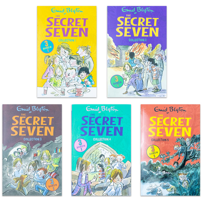 Enid Blyton The Secret Seven 15 Story Collection in 5 Books Set (The Secret Seven)