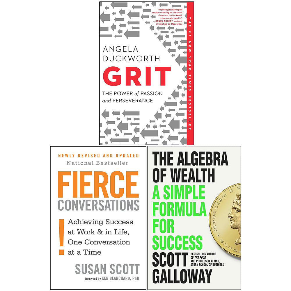 The Algebra Of Wealth, Fierce Conversations, Grit 3 Books Collection 