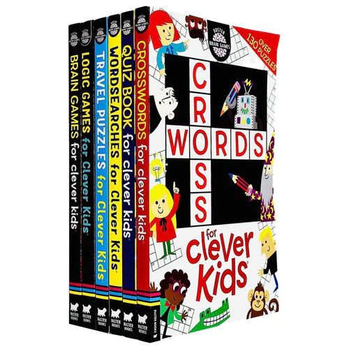 Brain Games Clever Kids 6 Books Collection Set (Brain Games, Travel Puzzle, Crosswords, Logic Games) - The Book Bundle