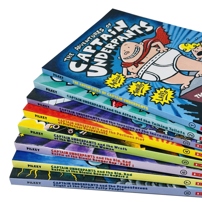 Captain Underpants Collection 8 Books Set By Dav Pilkey (Adventures of Captain Underpants,Attack of the Talking)