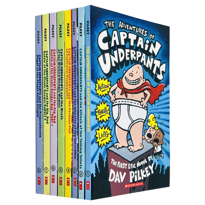 Captain Underpants Collection 8 Books Set By Dav Pilkey (Adventures of Captain Underpants,Attack of the Talking)