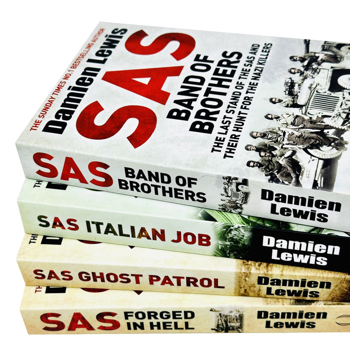 Damien Lewis Collection 4 Books Set (SAS Band of Brothers, SAS Italian Job, SAS Ghost Patrol, SAS Forged in Hell)