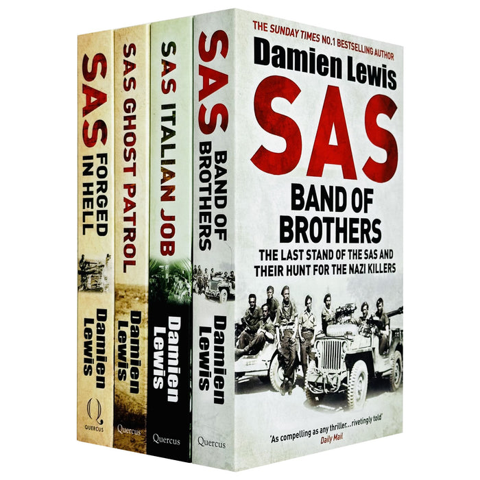 Damien Lewis Collection 4 Books Set (SAS Band of Brothers, SAS Italian Job, SAS Ghost Patrol, SAS Forged in Hell)