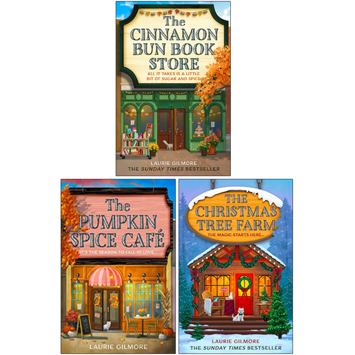 Dream Harbor Series 3 Books Collection Set By Laurie Gilmore (The Cinnamon Bun Book Store & The Pumpkin Spice Café, The Christmas Tree Farm)