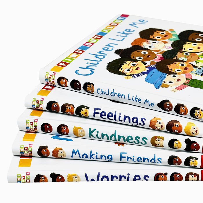 A lift-the-flap Find out About Series 5 Books Collection Set(Feelings, Kindness, Making Friends, Children Like Me & Worries)