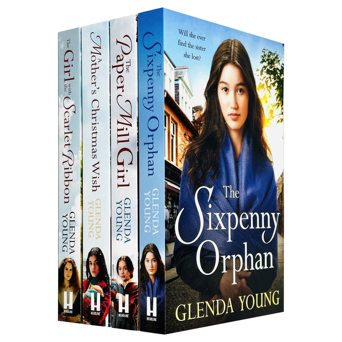 Glenda Young Collection 4 Books Set(The Sixpenny Orphan,The Paper Mill Girl,A Mother's Christmas Wish,The Girl with the Scarlet Ribbon)