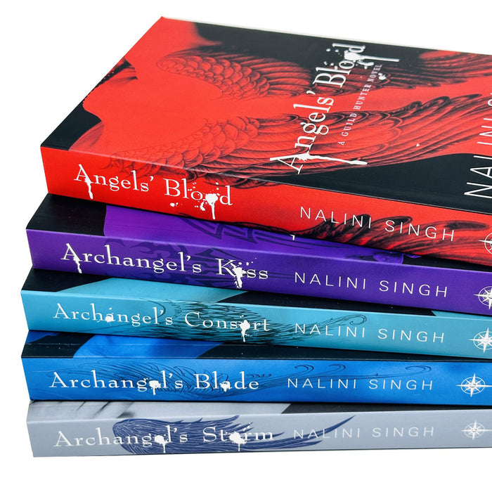 Guild Hunter Series 1-5 Books Collection Set By Nalini Singh (Angels' Blood, Archangel's Kiss, Archangel's Consort, Archangel's Blade & Archangel's Storm)