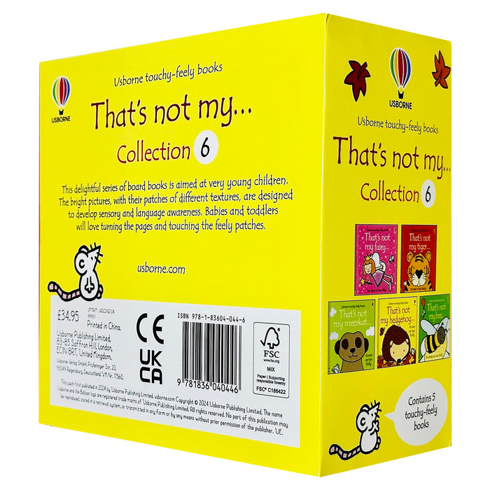 Usborne Touchy-feely books That's not My... Collection 6: 5 Books Set (Bee, Fairy, Hedgehog, Meerkat, Tiger)