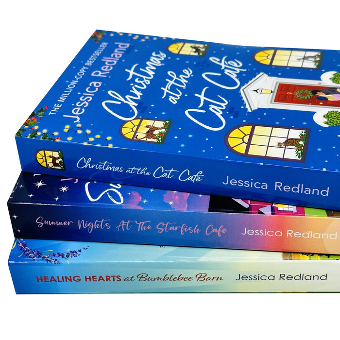 Jessica Redland  3 Books Set(Summer Nights at the Starfish Café,Healing Hearts at Bumblebee Barn,Christmas at the Cat Café)