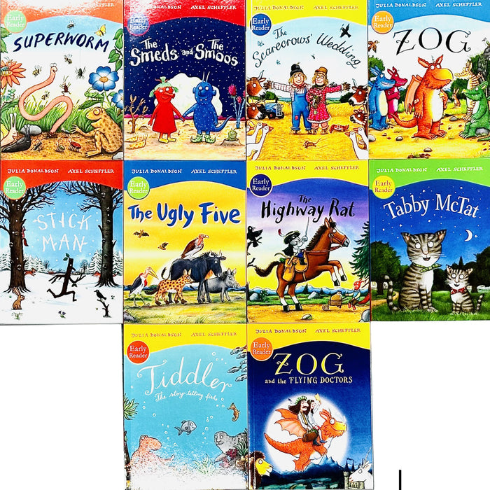 Julia Donaldson Early Readers 10 Books Collection Set (Tiddler, Stick Man, Tabby McTat, ZOG, The Highway Rat)