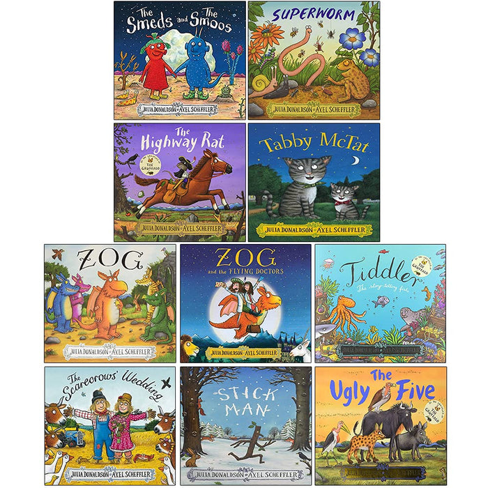 Julia Donaldson Collection 10 Books Set (Zog and the Flying Doctors, Tiddler, The Scarecrows' Wedding & More...)