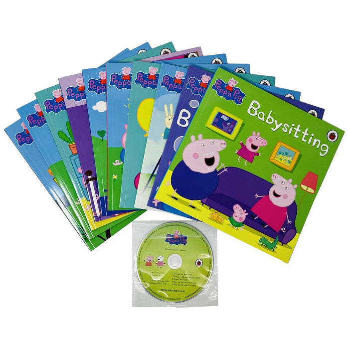 Peppa Pig Lime Bag 10 Books Collection Set including CD (Grandpa Pig’s Little Train)