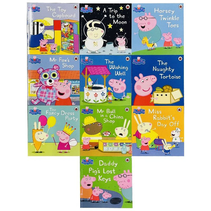 Peppa Pig Orange Bag 10 Books Collection Set including CD (The Toy Cupboard, A Trip to the Moon)