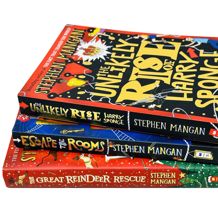 Stephen Mangan Collection 3 Books Set (Great Reindeer Rescue (HB),Escape the Rooms)