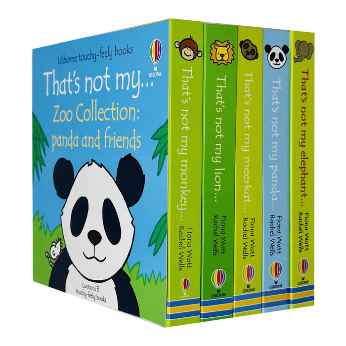 Usborne Touchy-Feely Thats not My Zoo Collection Set 3: Panda and Friends 5 Books Collection Set(Lion, Elephant, Monkey, Panda & Meerkat)