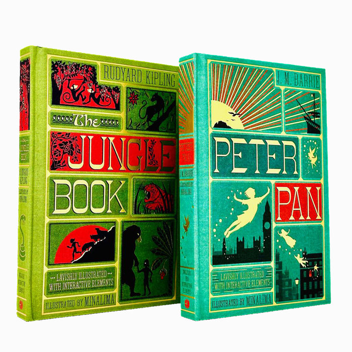 The Jungle Book By Rudyard Kipling & Peter Pan By J. M Barrie (Minalima  Edition) 2 Books Collection Set (HB)