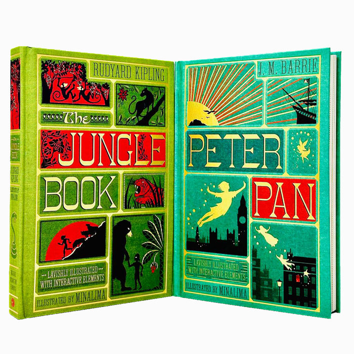 The Jungle Book By Rudyard Kipling & Peter Pan By J. M Barrie (Minalima Edition) 2 Books Collection Set  (HB) - The Book Bundle