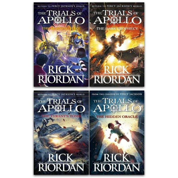 The Trials of Apollo Series Books 1 - 4 Collection Set by Rick Riordan (Hidden Oracle, Dark Prophecy, Burning Maze & Tyrant's Tomb)