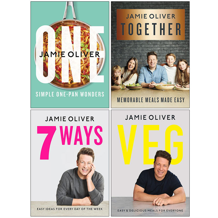 Jamie Oliver 4 Book Collection Set (One, Together, 7 Ways, Veg) - The Book Bundle