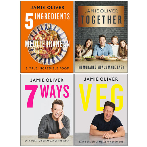 Jamie Oliver 4 Books Collection Set (5 Ingredients Mediterranean, Together, 7 Ways, Veg) - The Book Bundle