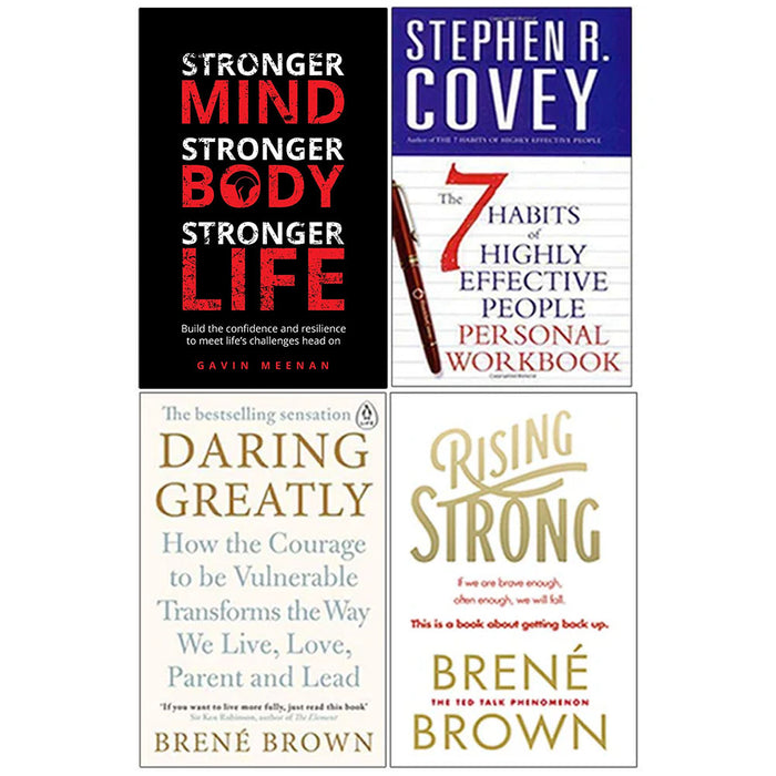 Stronger Mind, The 7 Habits of Highly Effective People Personal Workbook, Daring Greatly, Rising Strong 4 Books Collection Set