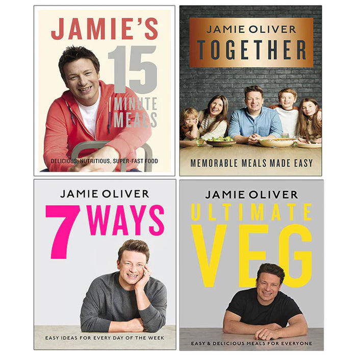 Jamie Oliver 4 Books Collection Set (Jamie's 15-Minute Meals, Together, 7 Ways, Ultimate Veg)