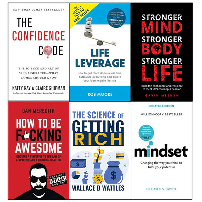 Confidence code, The Science of Getting Rich, Life leverage, Stronger Mind, How to be Fucking Awesome 6 Books Collection Set