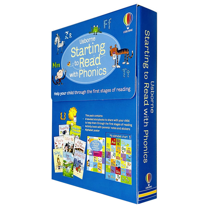 Usborne Starting to Read With Phonics 8 Books Collection Box Set With Activity Book