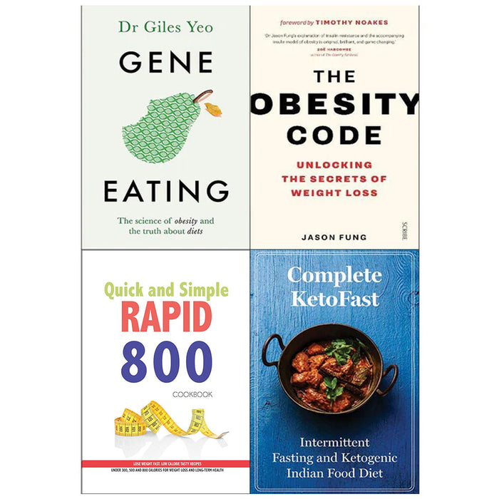 Gene Eating, Obesity Code, Quick and Simple RAPID 800 Cookbook, Complete Ketofast 4 Books Collection Set