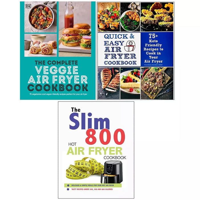 Complete Veggie Air Fryer, Quick Easy Air, Slim 800 Hot Air Fryer Recipe 3 Books Set