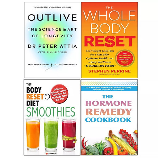 Outlive Peter Attia (HB),Whole Body Reset,Body Reset Diet,Hormone Remedy 4 Books Set - The Book Bundle