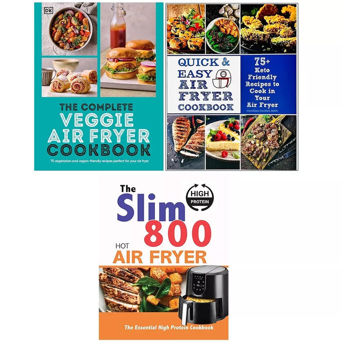 Complete Veggie Air Fryer, Quick Easy Air, Slim 800 Hot Air Fryer Recipe 3 Books Set