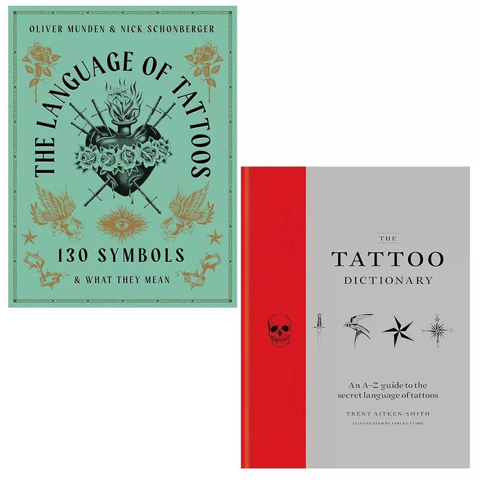 Language of Tattoos Nick Schonberger, Tattoo Dictionary Trent Aitke 2 Books Set