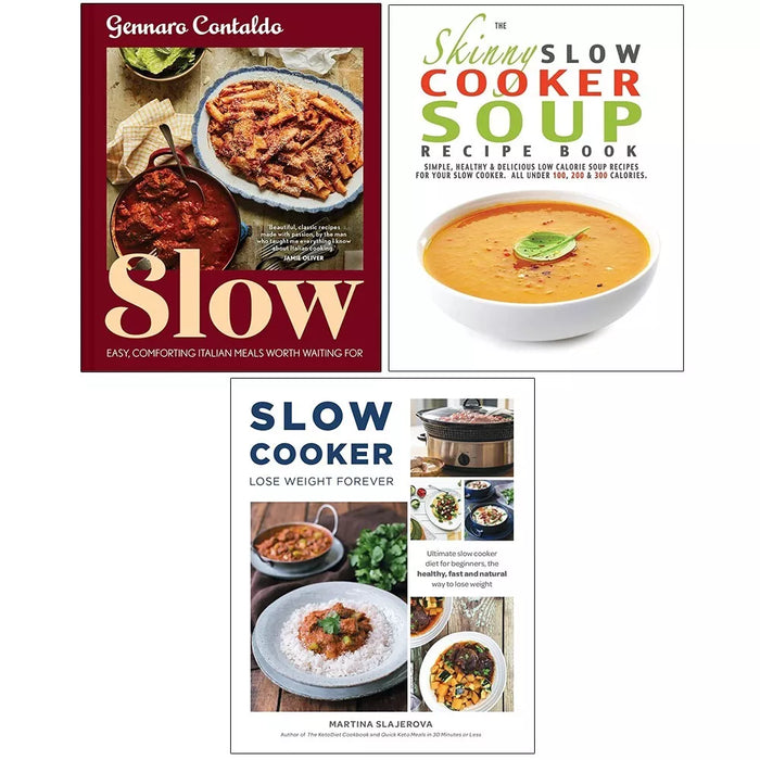 Skinny Slow Cooker Soup,Slow Cooker Lose Weight,Slow Gennaro Contaldo HB 3 Books