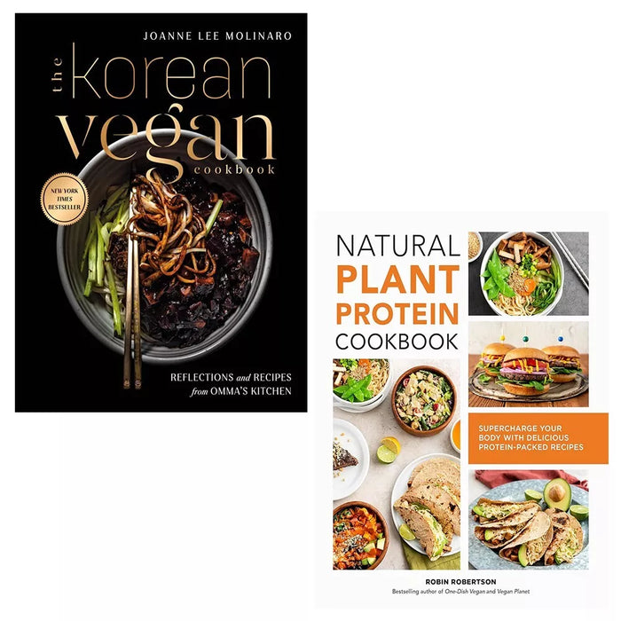 Korean Vegan Cookbook, Natural Plant Protein Robin Robertson 2 Books Set